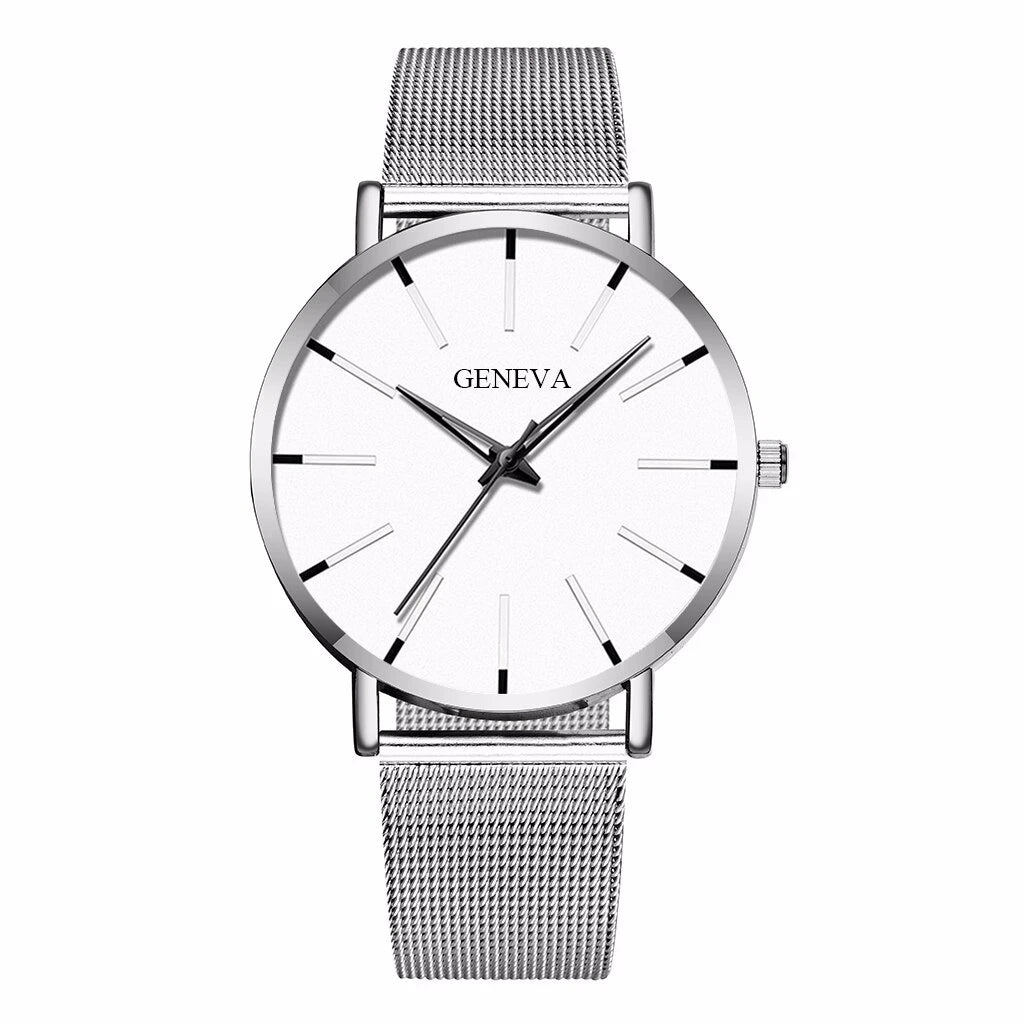 Reloj de Negocios para Hombre de Moda con Correa de Malla de Acero, Reloj de Cuarzo Masculino, Reloj Masculino