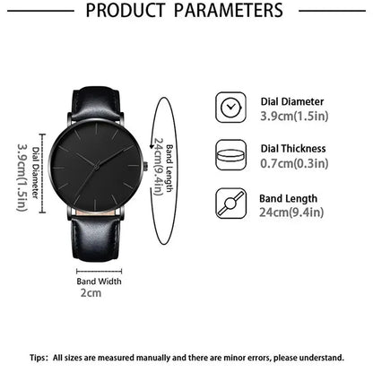 Set de 5 Piezas: Relojes Deportivos de Moda para Hombre, Reloj de Pulsera de Cuarzo para Negocios, Pulsera de Cuero de Lujo, Reloj Casual para Hombre
