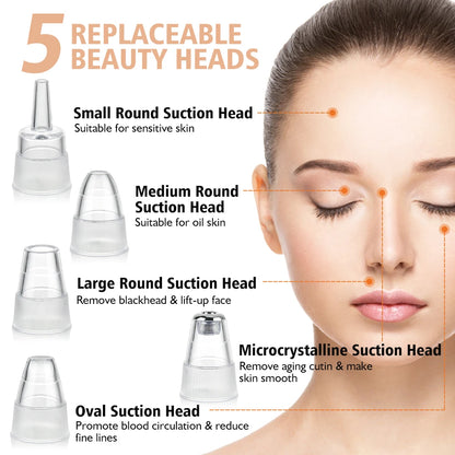 Removedor de Puntos Negros Limpiador Profundo Facial para Nariz y Zona T, Extractor de Acné y Espinillas por Succión al Vacío, Herramienta de Belleza Facial con Diamante para una Piel Limpia