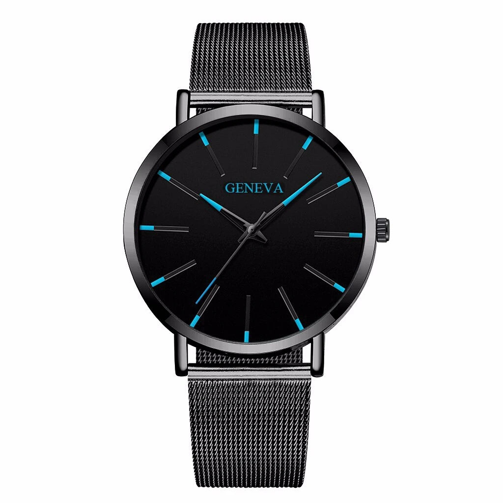 Reloj de Negocios para Hombre de Moda con Correa de Malla de Acero, Reloj de Cuarzo Masculino, Reloj Masculino