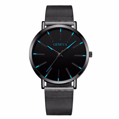 Reloj de Negocios para Hombre de Moda con Correa de Malla de Acero, Reloj de Cuarzo Masculino, Reloj Masculino