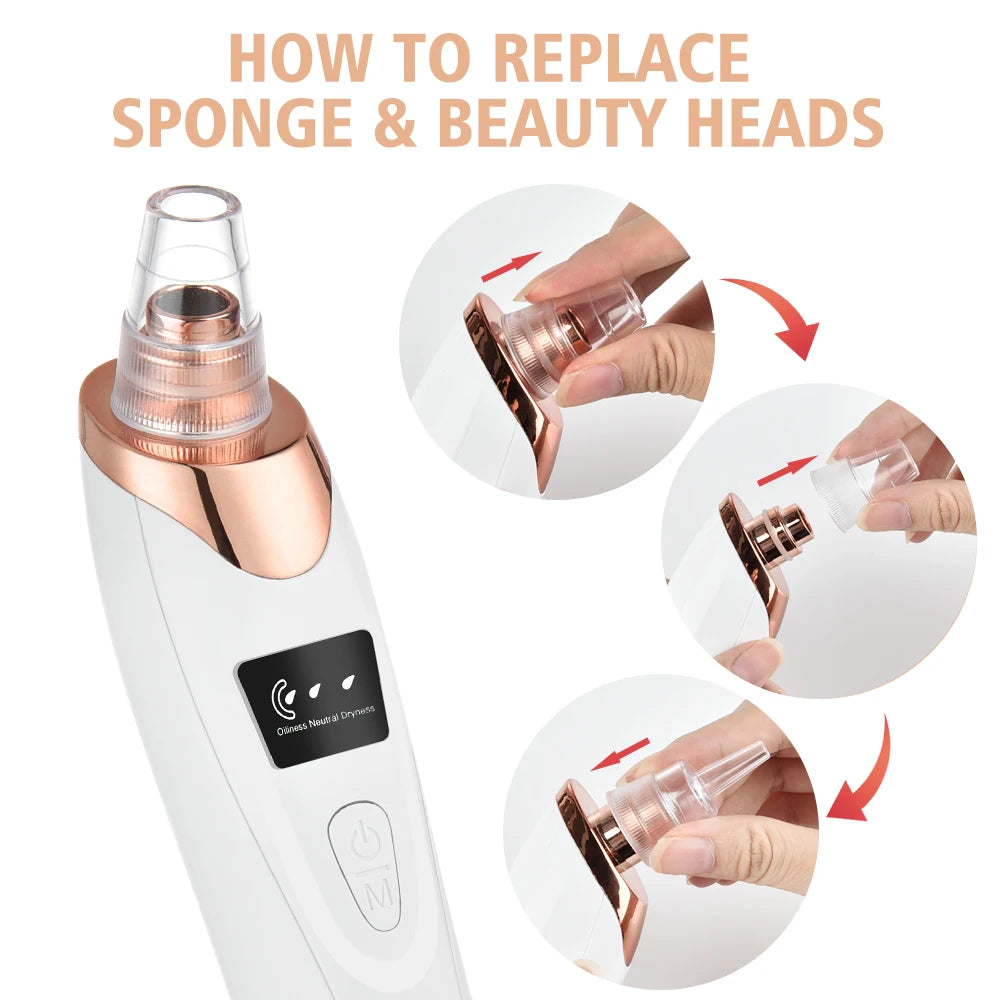 Removedor de Puntos Negros Limpiador Profundo Facial para Nariz y Zona T, Extractor de Acné y Espinillas por Succión al Vacío, Herramienta de Belleza Facial con Diamante para una Piel Limpia