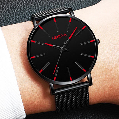 Reloj de Negocios para Hombre de Moda con Correa de Malla de Acero, Reloj de Cuarzo Masculino, Reloj Masculino
