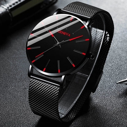Reloj de Negocios para Hombre de Moda con Correa de Malla de Acero, Reloj de Cuarzo Masculino, Reloj Masculino
